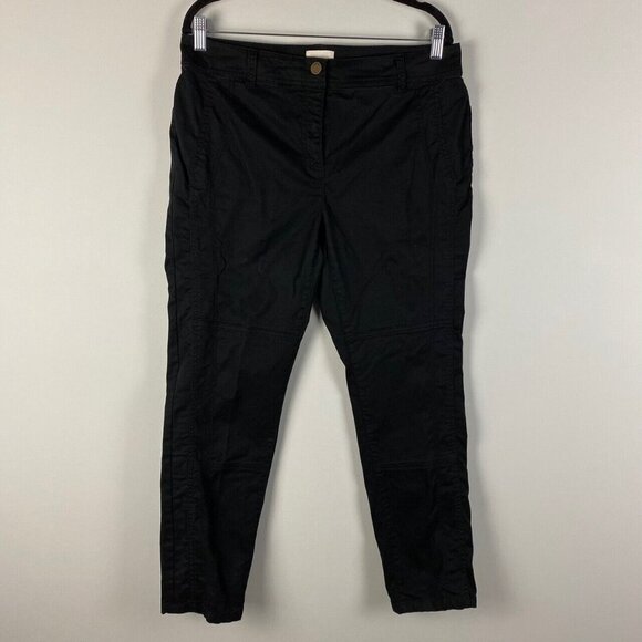 Chicos Slim Leg Ankle Pants Womens 1 US 8 Black Cotton Blend - Picture 1 of 9